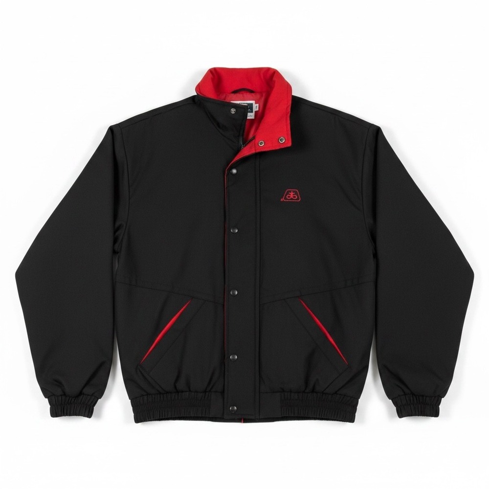 Vintage King Louie Pioneer Seed Corn Jacket Mens Medium Black Red Bomber USA